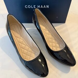 Cole Haan Women's Black Patent Wedge Pumps